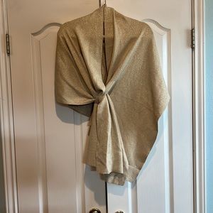 Metallic Gold knit shawl w/ loop, perfect for the holidays